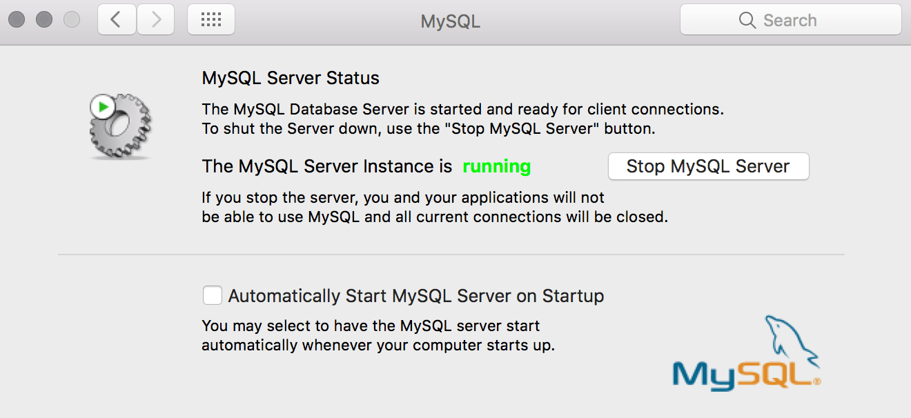 Start mysql database on mac OS