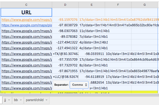 separator split to text drop down