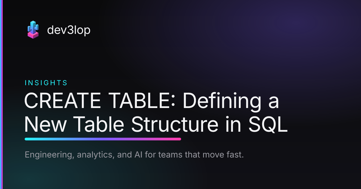 CREATE TABLE: Defining a New Table Structure in SQL | Dev3lop