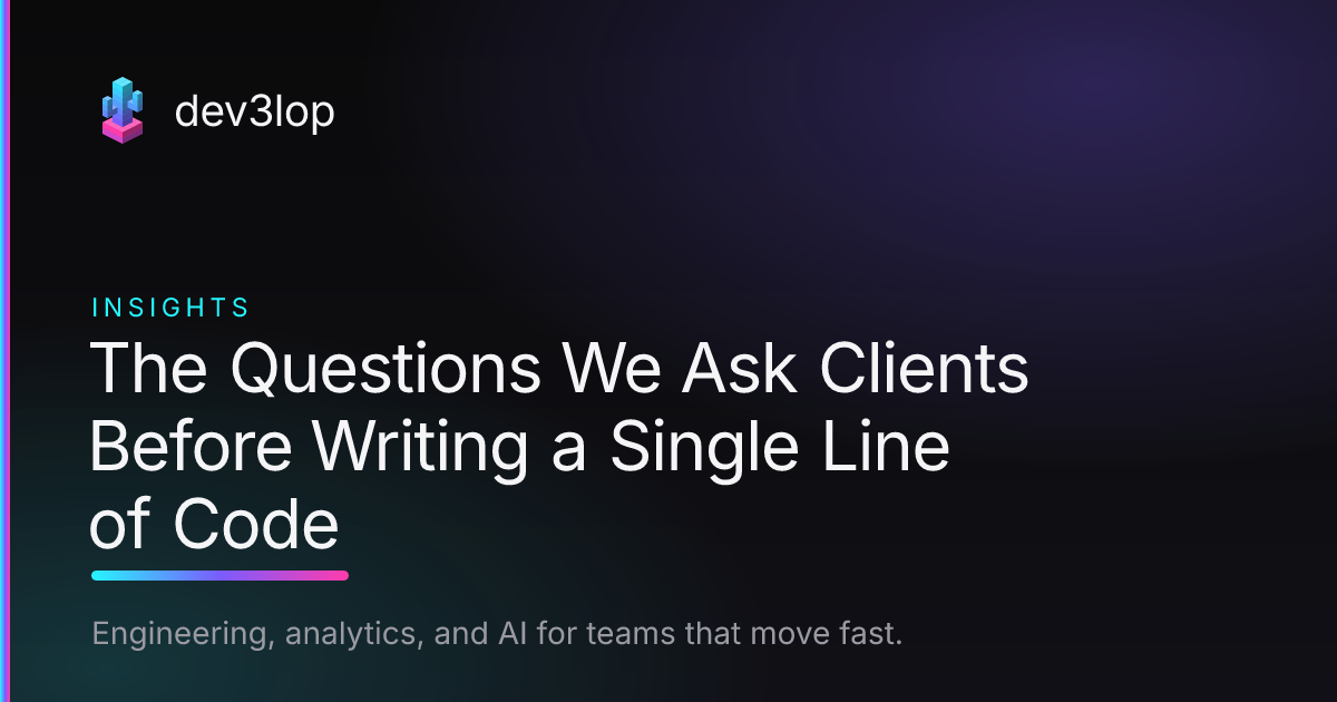 The Questions We Ask Clients Before Writing a Single Line of Code | Dev3lop