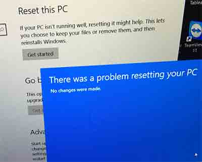 resetting the pc windows 10 stuck