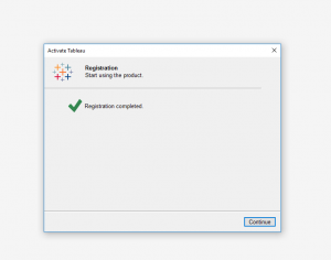 Tableau desktop installation completed message