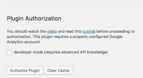 google analytics on wordpress authorization app