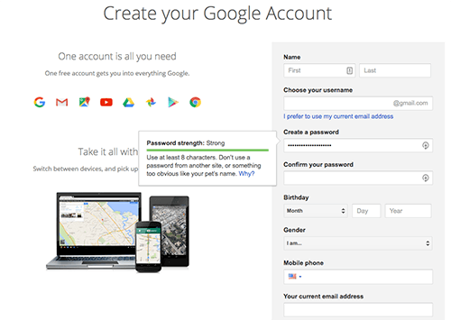 Setup gmail for google analytics account - need gmail first